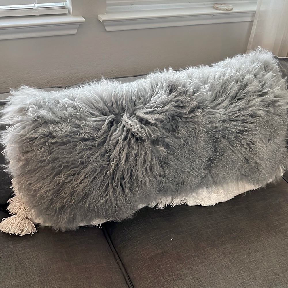 West Elm Lumbar Fur Pillow